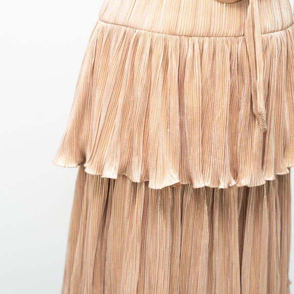 Mac Duggal -  Gold Ruffle Tiered Buckle Detail Dress - Picture 16 of 16